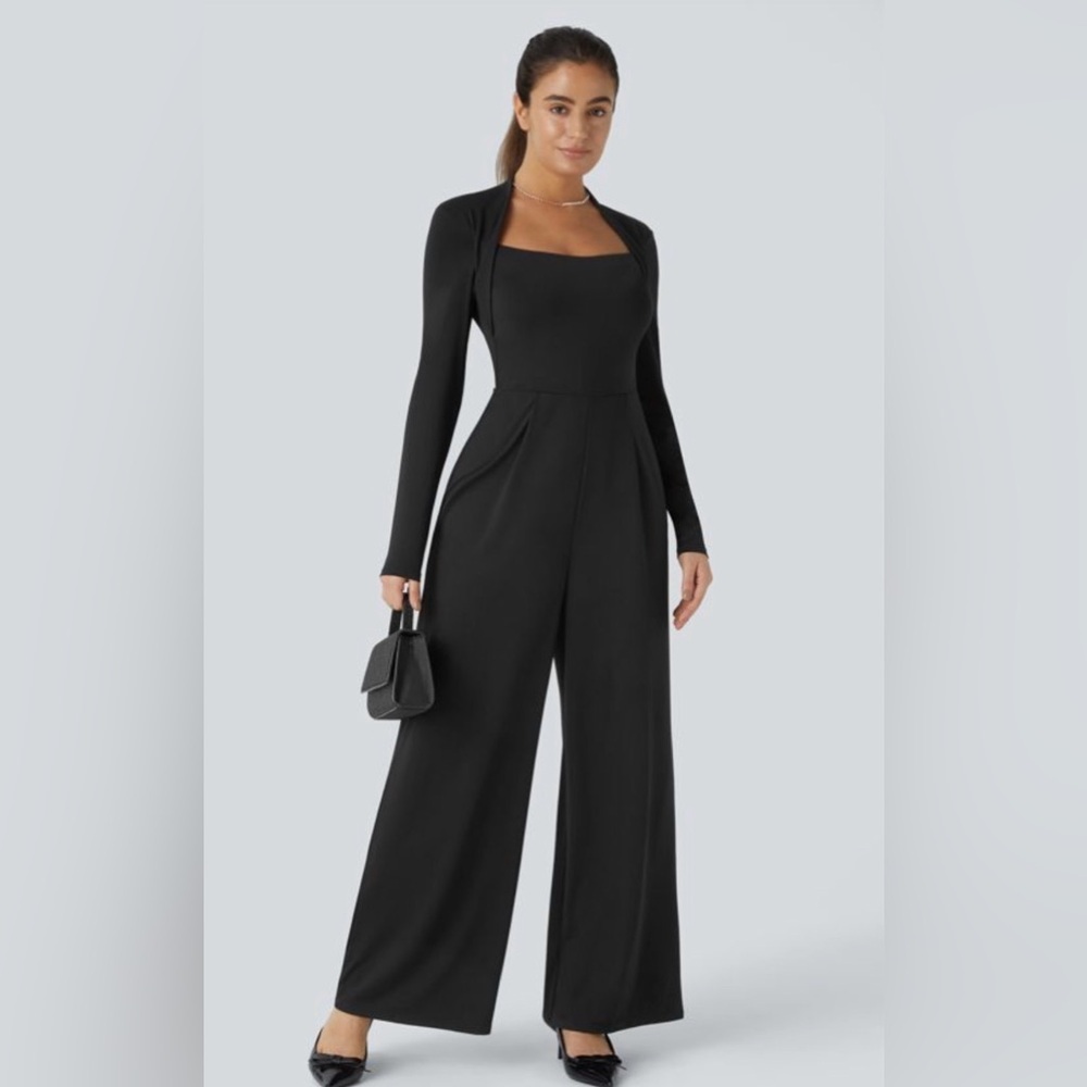New HALARA black long sleeve jumpsuit sz M 8-10 - Picture 2 of 3